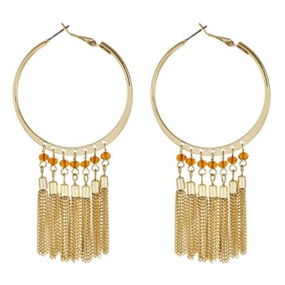 Designer gold beaded hoop earring